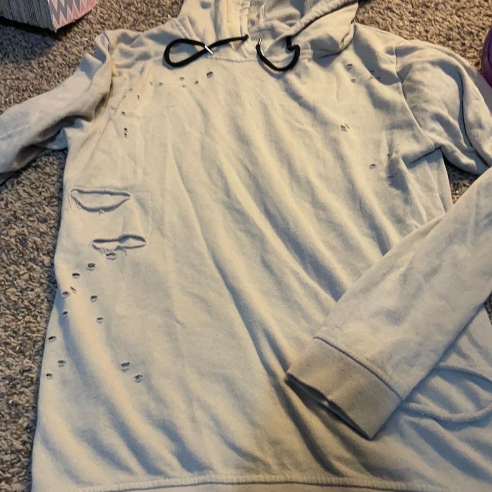 Men’s Ripped Hoodie Buckle Black Small